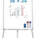 Easel Whiteboard - Magnetic Portable Dry Erase 36 x 24 Tripod Height Adjustable, 3' x 2' Flipchart Easel Stand White Board for Office or Teaching at Home & Classroom (36x24 White)54.99