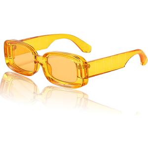 Trendy Rectangle Sunglasses for Women Men Fashion Chunky Thick Rectangular Sun Glasses (Yellow) Trendy Rectangle Sunglasses for Women Men Fashion Chunky Thick Rectangular Sun Glasses (Yellow)