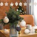 Norme 10 Pcs Crochet Christmas Ball Ornaments Knitted Neutral Christmas Ornament 3.15" Boho Farmhouse Plush Fur Cable Hanging Ornament Ball for Xmas Tree Crochet Decor Wreath Mantel Garland Decor