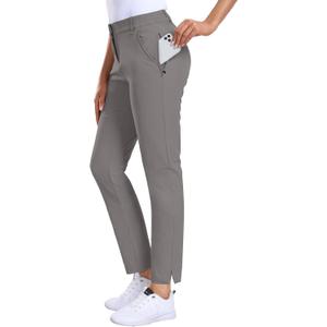 Hiverlay Womens Golf Pants Stretch Work Ankle Pants with Pockets Quick Dry Straight Business Casual Hiking Pants (Gray, M)