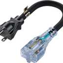 250V ONLY  NOT for 110V Outlets  NEMA 6-20P to 6-15R/6-20R 2-in-1 Extension Cord, Heavy Duty Conveter Cable, NOT Standard 5-15P Plug, Cord with Red Indicator Light for Air Conditioner