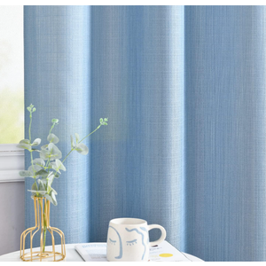 Lcoomzeb Blue Curtains for Living Room Linen Textured Curtains 126 Inches Long Farmhouse Casual Weave Back Tab Drapes Light Filtering Window Draps 2 Panels Heathered Blue, W52 x L126