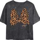 Junior's Mickey & Friends Cheetah Print Minnie Mouse Bow T-Shirt (Black, XXL)