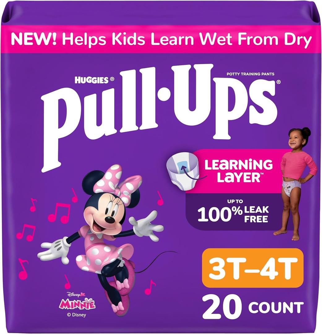 Pull-Ups Girls' Potty Training Pants, Size 3T-4T Training Underwear (32-40 lbs), 20 Count