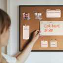 Cork Board Bulletin Board 24 x 18, Black Aluminium Framed Corkboard, Office Board for Wall Cork, Large Wall Mounted Notice Pin Board with 16 Push Pins for School, Home & Office