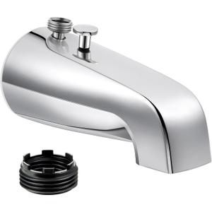 Enhon Tub Spout with Rear Diverter, Bathtub Spout Fitting 1/2-Inch or 3/4-Inch IPS, 5-1/4 Inch Length Bathroom Bathtub Faucet with Adapter(Chrome,with Handheld Shower Fitting)
