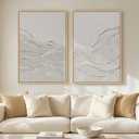 Large Framed White Abstract Wall Art Set of 2 for Living Room, Neutral Minimalist Modern Print Canvas Artwork for Walls, Contemporary Abstract 2D Wall Decor for Bedroom Office Hallway, 24x36 In