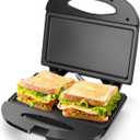 Aigostar Sandwich Maker with Non-stick Deep Grid Surface for Egg, Ham, Steaks Compact Electric Grill Tostadora de Pan Black, ETL Certificated, Roy (Flat)