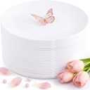 Hioasis 100pcs White Plastic Plates for Party - 7.5" Dinner Plates Disposable, Heavy -duty, Classy and Elegant for Wedding and Wedding