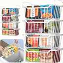 Goovilla Freezer Organizer Bins with Foldable Handle, 8 Pack Stackable Freezer Baskets for 3.5-7 Cu.FT Deep Chest Freezer Organization, White Metal Freezer Storage Bins with Better Space Utilization