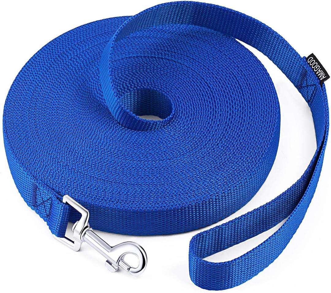 AMAGOOD Long Dog Leash for Training 15FT 20FT 30FT 50FT 100FT Long Dog Lead for Medium and Small Dogs Training,Tie Out,Play,Camping (15feet, Blue)