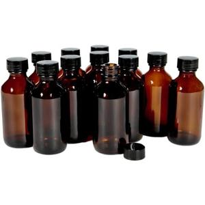Vivaplex, 12, Amber, 2 oz Glass Bottles, with Lids