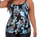 Tanst Sky Women's Plus Size Tankini Swimsuits Built in Bra Bathing Suits 2 Piece Set Swim Tops with Shorts 20W