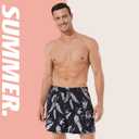 BRISIRA Mens Swim Trunks Bathing Suit 5 Inch Inseam Compression Liner Beach Swim Shorts Swimwear Quick Dry Zipper Pocket (32, Blacktropical)