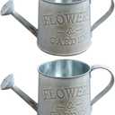 Amosfun Vintage Enamel Flower Arrangement Bucket Decoration - 7.5 Inch Small Galvanized Metal Flower Container for Home and Garden D Cor