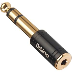 Disino 1/4" to 3.5mm Stereo Headphones Adapter, New Upgrade Gold-Plated Pure Copper Mini Jack 1/8'' Female to 1/4'' Male Jack Plug Stereo Adapter for Headphone, Amp Adapte, Black - 1 Pack