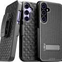Designed for Samsung Galaxy S24 Plus Case with Belt Clip Holster - Compatible with MagSafe Magnetic Heavy Duty Phone Cover with Kickstand - Black