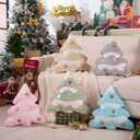 Lanpn Christmas Tree Pillows Set of 2, Christmas Decoration Star Clouds Winter Soft Cute 3D Shaped Xmas Tree Throw Cushion for Sofa Bedroom Xmas Decor (18x16 inch, Blue)