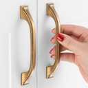 10 Pack 3-3/4 Inch Antique Brass Cabinet Pulls Vintage Brass Cabinet Handles Brass Kitchen Hardware for Cabinets Drawer Dresser ZP2409 Cupboard Bedroom Closet Bathroom Vanity