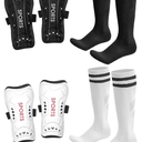 Soccer Shin Guards Toddler Kids Youth, Shin Pads and Long Soccer Socks for 3-15 Years Old Boys and Girls for Football Games, Lightweight and Breathable Soccer Equipment Black, White