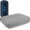 Memory Foam Travel Pillow 9.8"x15.7" Compact Camping Pillow, Stable & Supportive, Washable Double-Layer Cover with Carry Bag, for Airplane Car Hiking (Grey)