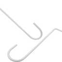 4 Pack Vinyl Fence Hooks 2" x 6", White Powder Coated Steel Patio Fence Hooks for Hanging Plants Planters Feeders