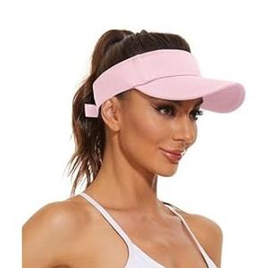 Century Star Visors for Women Mens Sun Visor Hats Sports Outdoor Tennis Running Adjustable Beach Cap Sun Protection (One Size, Pink)