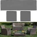 Lounsweer 3 Pcs Outdoor Cushion Covers Patio Cushion Replacement Covers 2 Covers 18 x 18 x 2 and 1 Cover 42 x 18 x 3 for Patio Furniture Outdoor Washable Water Resistant for Couch Sofa (Dark Gray)