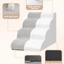 Aodisman Dog Stairs Ramp for Bed and Couch,4 Step Dog Steps for Small Dogs,Pet Stairs with Non-Slip Bottom for Old Cats,Indoor Pet Steps,Comfort,Durable,17.4" H,Light Grey