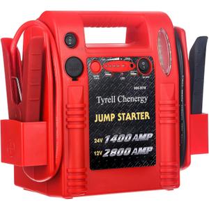 12V/24V Jump Starter,2800/1400 Peak Amp,Truck Battery Booster Pack, and Pure Copper Jumper Cables,Heavy Duty Jump Box Includes Dual USB and DC Ports Power,Car Battery Jump Starter