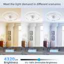 20 Inch Low Profile Ceiling Fans with Lights and Remote, Flush Mount Upgrade 7-Blade Ceiling Fan with Light, 3000K-6500K Dimmable Modern Fandelier Ceiling Fans for Bedroom, Diamond White
