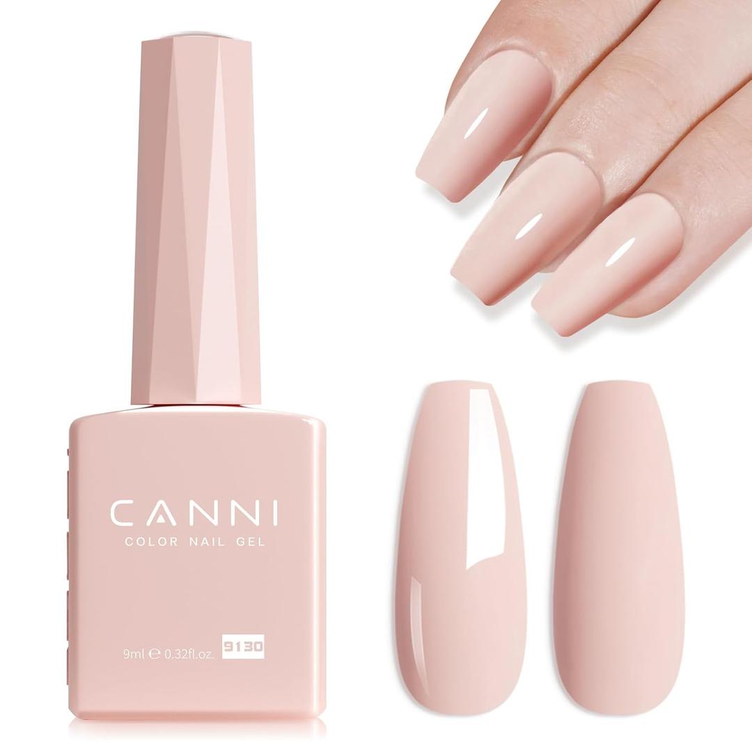 CANNI Pink Gel Nail Polish  Light Nude Oyster Pink, High Gloss Soak-Off UV/LED Gel for French Manicure, DIY Home & Salon Use, 0.32 fl oz