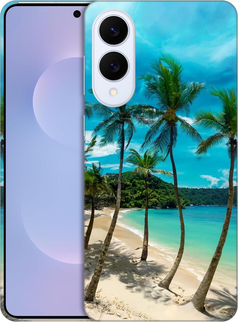 for Samsung Galaxy S25 Edge 5G, Samsung S25 Edge Case - Tropical Beach Palm Tree Design Printed Cute, Sleek Hardshell Protective Designer Phone Back Case for Samsung S25 Edge White