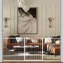 WAOWAO Triple Lock Baby Gate Extra Wide 81.49-85.82" Pressure Mounted Walk Through Swing Auto Close Safety White Metal Dog Pet Puppy Cat for Stairs,Doorways,Kitchen (81.49-86.22"/207-219cm)