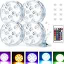Submersible Led Battery Operated Spot Lights with Remote, Multi Color Changing Waterproof Light, 16 Colors 4 Modes Battery, for Pool, Pond, Party, ONE SIZE