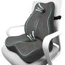 JIPORIER Seat Cushion & Lumbar Support Pillow Set for Office Chair, Ergonomic Pillow for Sciatica Pain Relief, Memory Foam Back Support Pillow & Chair Cushion for Car seat, Desk Chair (Grey)