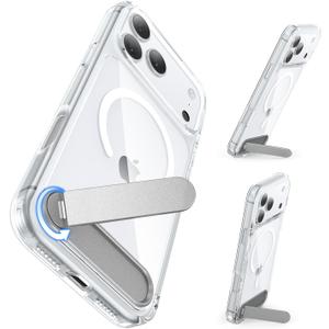for iPhone 17 Pro 6.3-Inch with Magnetic Rotable Slim Kickstand Compatible with MagSafe Crystal Clear Shockproof Protective Phone Cover 6.3" 2025, Clear
