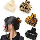 TEBIEKOY Hair Claw Clips for Women 4Pcs 2" Small Claw Clips Tortoise Shell Leopard Hair Clips for Thin Thick Hair Strong Hold Acetate French Clip Nonslip Jaw Clip Hair Accessories