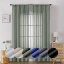 Lecloud Serena Semi-Sheer Sage Green Curtains, 84 Inch Length, Lightweight, Light-Filtering, Rod Pocket, Solid, Bedroom & Living Room (Each 40 W x 84 L, 2 Panels Set, Sage Green)