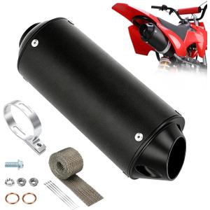 1.1 Inch Muffler Compatible with 125cc 110cc Chinese ATV 4 Wheeler Tao tao Coolster Apollo, Universal 28mm Exhaust Silencer for Pit Dirt Bike CRF50 SSR Baja with Heat Shield Tape Parts