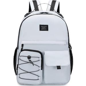 Lohol Casual Backpack for Teen Boys Girls, Water Resistant Daypack with Anti Theft Pocket for Travel School (Grey)