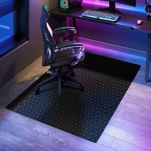 SALLOUS Chair Mat for Hard Floors, 47"x36" Office Chair Mat for Hardwood Floor, Multi-Purpose Hard Floor Protector Computer Desk Mat for Home Office, Non-Slip Vinyl Floor Mat for Gaming Chairs (Black) (Black (3d Hexagram Pattern))