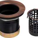 SinkSense 2" Jr. Basket Strainer Drain with Removable Basket, Antique Copper