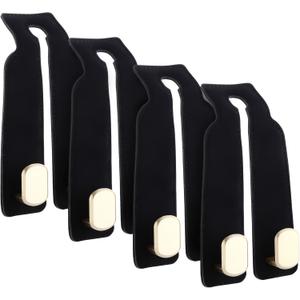 4Pcs Premium Car Seat Hooks for Headrest  Stylish Black Leather Purse Hook for Car, Zinc Alloy Double Hooks, Mobile Phone Holder, Car Seat Back Storage Organizer for Purses, Bags, Groceries, & More