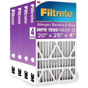 Filtrete 20x25x4(SlimFit), AC Furnace Air Filter, MPR 1550 DP, Healthy Living Ultra Allergen Deep Pleat, 4-Pack, Fits Lennox & Honeywell Devices (exact dimensions 19.5 x 24.5 x 3.75)