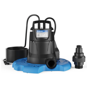 Acquaer 1/3 HP Automatic Swimming Pool Cover Pump, 2950 GPH Submersible water pump with 3/4” Check Valve Adapter & 25ft Power Cord, Water Removal for Pool, Hot Tubs, Rooftops, Water Beds and more