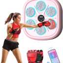 Pink Music Boxing Machine, Music Boxing Machine for Adults, 9 Speeds and 9 Modes, with Boxing Gloves, for Home Indoor Exercise Boxing Machine Pink