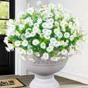 MARTINE MALL 12 Bundles Look Real Artificial Flowers for Outdoors, Realistic Fake Outdoor Flowers, UV Resistant Silk Petunia Flowers for Outside Faux Flowers Plants for Outdoor Porch, White