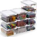 Citylife 1.32 QT 10 Pack Small Storage Bins Plastic Storage Container Stackable Box with Lids for Organizing, Clear Grey.