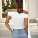 Off The Shoulder Tops for Women - Tie Shoulder Ruched Going Out Slim Fit Solid Y2K Tops White (White, L)